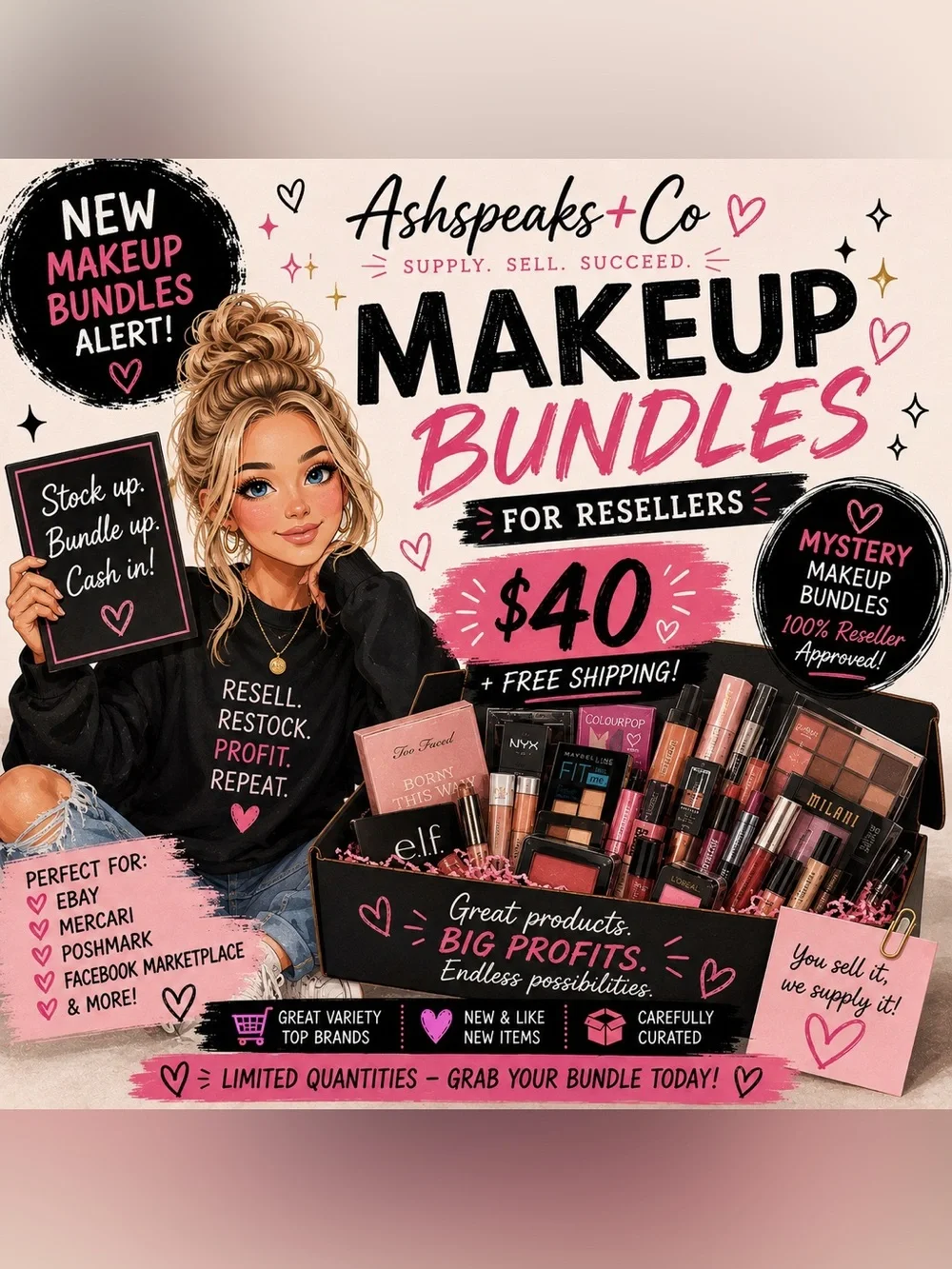 Pink Makeup Bundle for Resellers